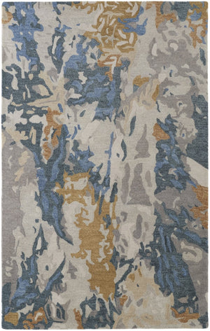 HomeRoots 4' Gray Blue and Gold Abstract Hand-Tufted Wool Area Rug for Cozy, Stylish Contemporary Spaces 9' X 12' 513631