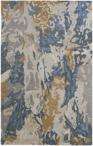 HomeRoots 4' Gray Blue and Gold Abstract Hand-Tufted Wool Area Rug for Cozy, Stylish Contemporary Spaces 9' X 12' 513631