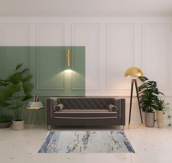 Homeroots 4' X 6' Blue Gray And Ivory Wool Abstract Tufted Handmade Stain Resistant Area Rug  Wool 513642