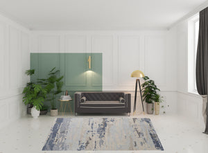 Homeroots 8' X 10' Blue Gray And Ivory Wool Abstract Tufted Handmade Stain Resistant Area Rug  Wool 513644