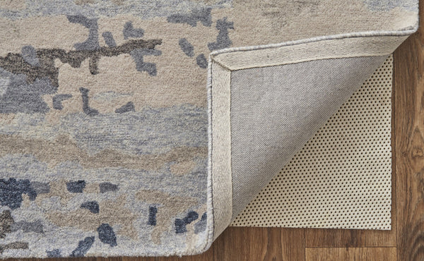 Homeroots 8' X 10' Blue Gray And Ivory Wool Abstract Tufted Handmade Stain Resistant Area Rug  Wool 513644