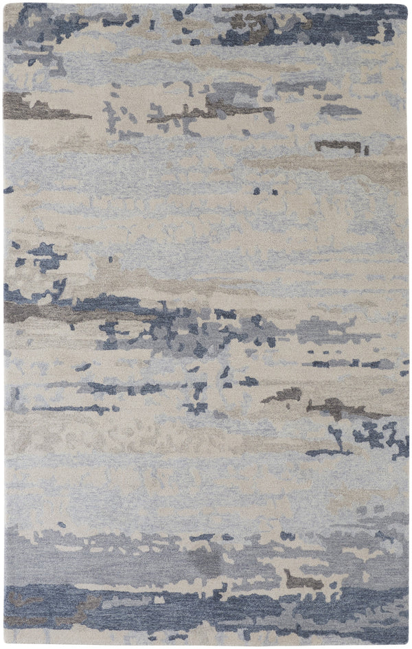 Homeroots 10' X 14' Blue And Gray Abstract Hand Tufted Area Rug  Wool Blend 513646