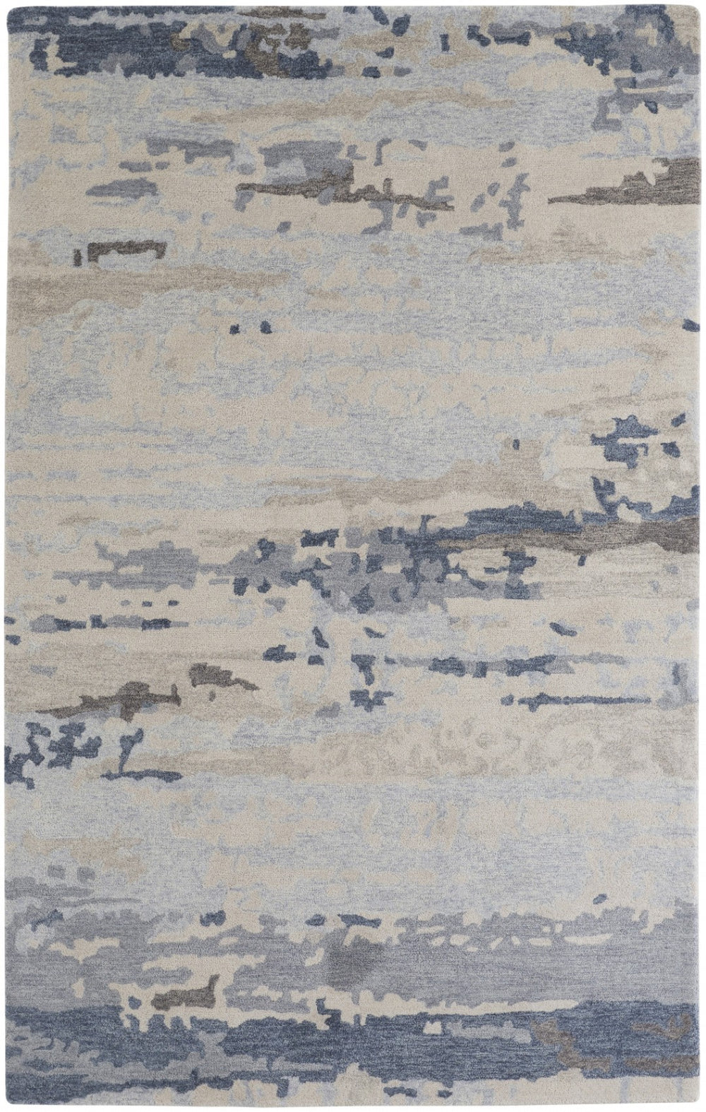 HomeRoots 4' Handmade Wool Area Rug – Abstract Blue-Gray and Ivory Design, Stain Resistant for Modern Spaces 12' X 15' 513647