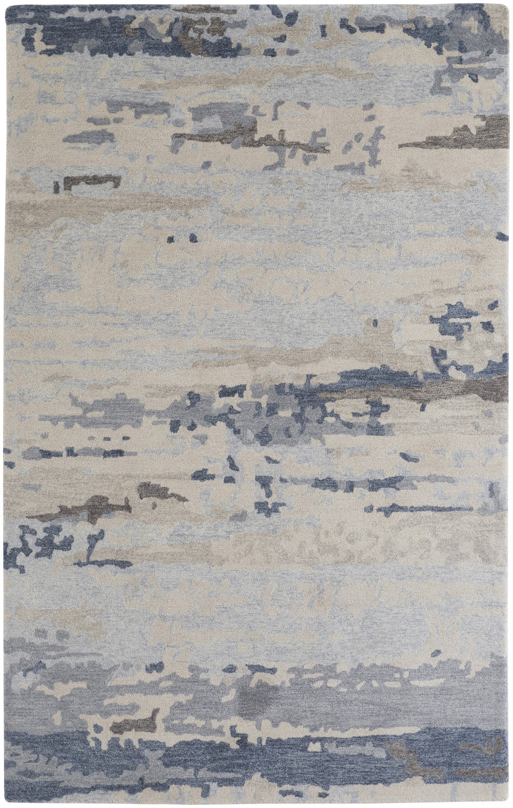 Homeroots 2' X 3' Blue Gray & Ivory Abstract Handmade Wool Area Rug - Stain Resistant, Stylish & Soft Texture 2' X 3' Wool 513648
