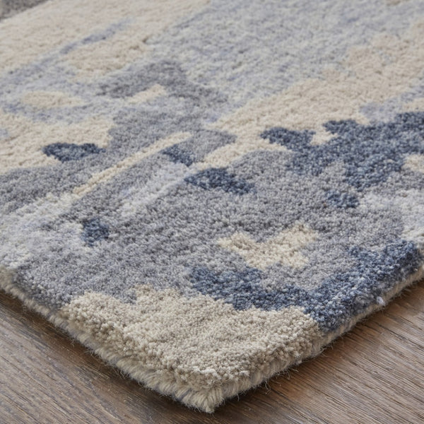 Homeroots 2' X 3' Blue Gray & Ivory Abstract Handmade Wool Area Rug - Stain Resistant, Stylish & Soft Texture 2' X 3' Wool 513648