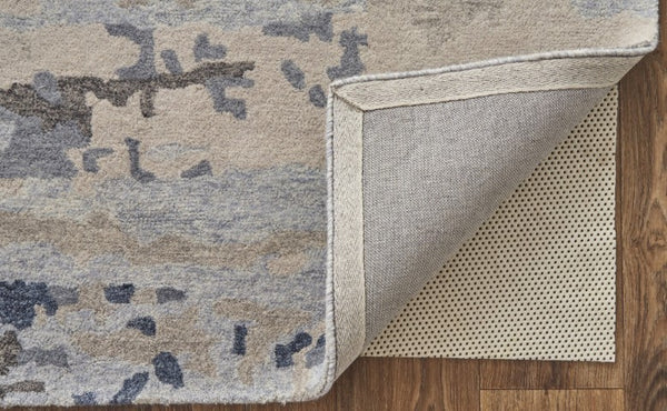 Homeroots 2' X 3' Blue Gray & Ivory Abstract Handmade Wool Area Rug - Stain Resistant, Stylish & Soft Texture 2' X 3' Wool 513648