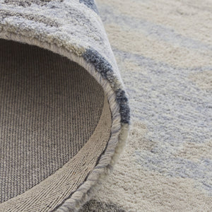 Homeroots 2' X 3' Blue Gray & Ivory Abstract Handmade Wool Area Rug - Stain Resistant, Stylish & Soft Texture 2' X 3' Wool 513648