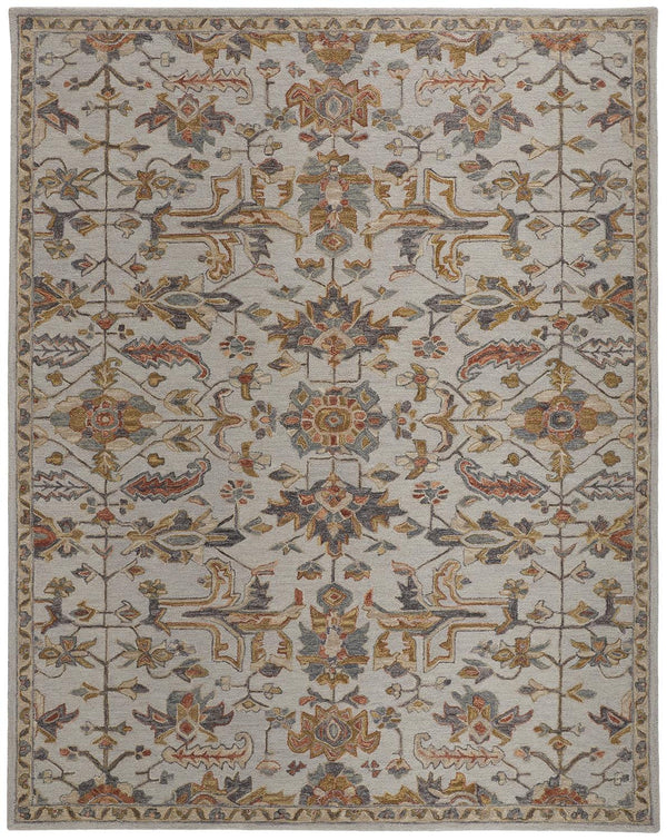 Homeroots 4' X 6' Gray And Gold Wool Floral Tufted Handmade Stain Resistant Area Rug Gray,Gold Wool 513649