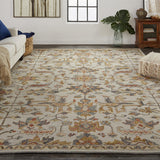 Homeroots 4' X 6' Gray And Gold Wool Floral Tufted Handmade Stain Resistant Area Rug Gray,Gold Wool 513649