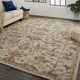 Homeroots 4' X 6' Gray And Gold Wool Floral Tufted Handmade Stain Resistant Area Rug Gray,Gold Wool 513649