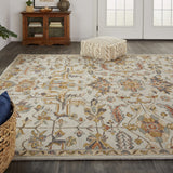 Homeroots 4' X 6' Gray And Gold Wool Floral Tufted Handmade Stain Resistant Area Rug Gray,Gold Wool 513649