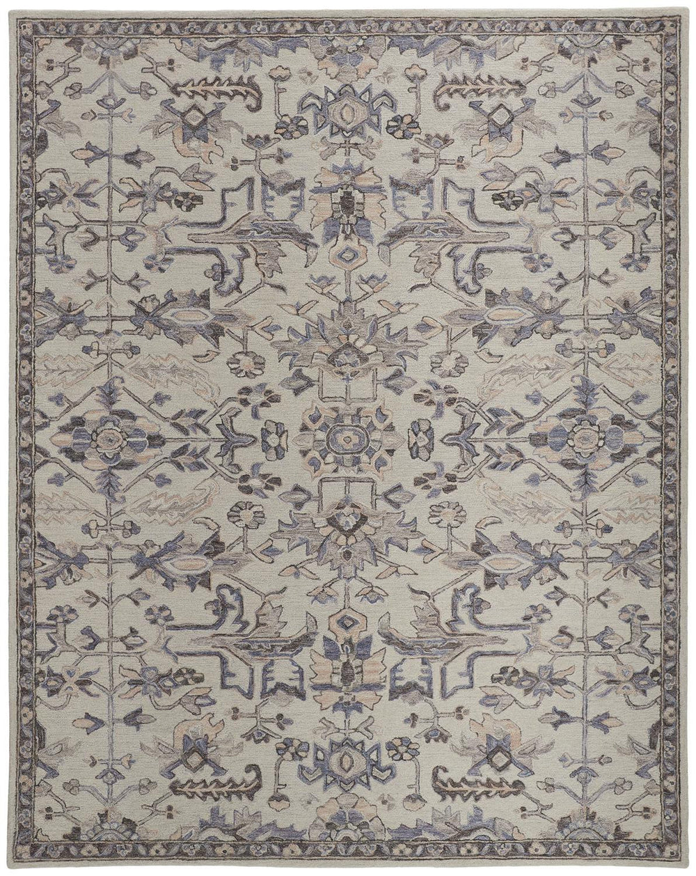 Homeroots 8' X 10' Ivory And Gray Wool Floral Tufted Handmade Stain Resistant Area Rug Ivory,Gray Wool 513657