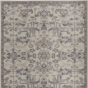 Homeroots 8' X 10' Ivory And Gray Wool Floral Tufted Handmade Stain Resistant Area Rug Ivory,Gray Wool 513657