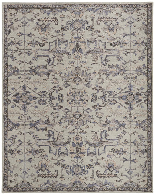 Homeroots 9' X 12' Ivory And Gray Wool Floral Tufted Handmade Stain Resistant Area Rug Ivory,Gray Wool 513658