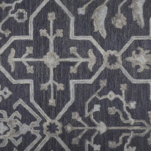 HomeRoots 5' Elegant Blue Gray Floral Hand-Tufted Wool Area Rug - Durable, Stain-Resistant, Unique Design 5' X 8' 513662