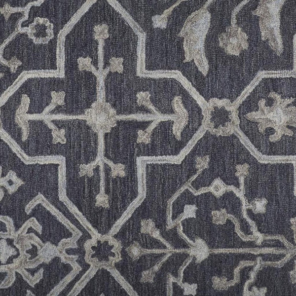 HomeRoots 5' Elegant Blue Gray Floral Hand-Tufted Wool Area Rug - Durable, Stain-Resistant, Unique Design 5' X 8' 513662