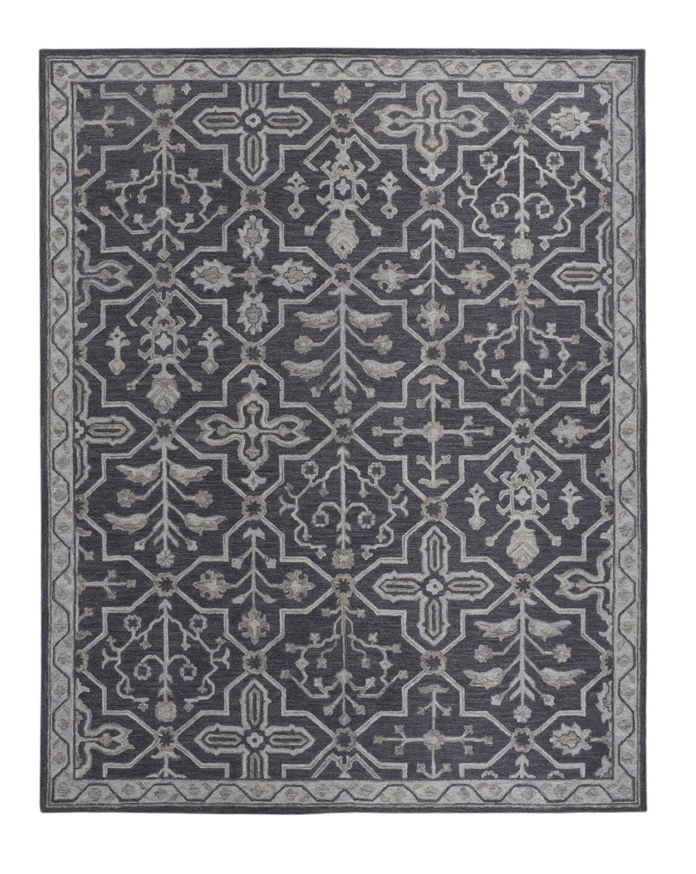 HomeRoots 5' Elegant Blue Gray Floral Hand-Tufted Wool Area Rug - Durable, Stain-Resistant, Unique Design 5' X 8' 513662