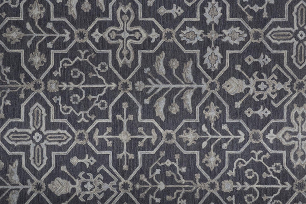 HomeRoots 5' Elegant Blue Gray Floral Hand-Tufted Wool Area Rug - Durable, Stain-Resistant, Unique Design 5' X 8' 513662