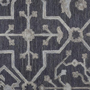 HomeRoots 5' Elegant Blue Gray Floral Hand-Tufted Wool Area Rug - Durable, Stain-Resistant, Unique Design 5' X 8' 513662