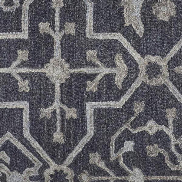HomeRoots 5' Elegant Blue Gray Floral Hand-Tufted Wool Area Rug - Durable, Stain-Resistant, Unique Design 5' X 8' 513662
