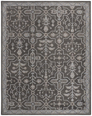 HomeRoots 5' Elegant Blue Gray Floral Hand-Tufted Wool Area Rug - Durable, Stain-Resistant, Unique Design 4' X 6' 513667