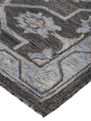 HomeRoots 5' Elegant Blue Gray Floral Hand-Tufted Wool Area Rug - Durable, Stain-Resistant, Unique Design 4' X 6' 513667