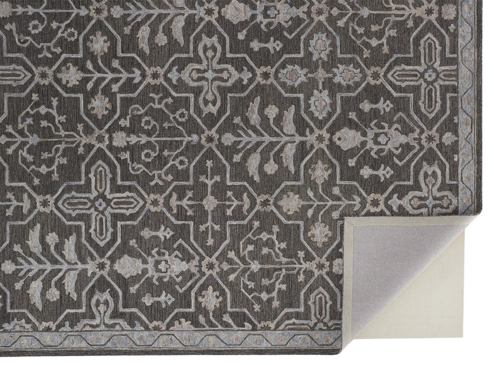 Homeroots 4' X 6' Gray Blue And Ivory Wool Floral Tufted Handmade Stain Resistant Area Rug Gray,Blue,Ivory Wool 513667