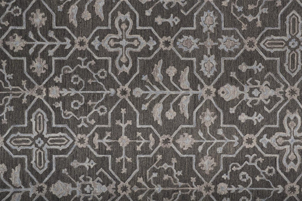 HomeRoots 5' Elegant Blue Gray Floral Hand-Tufted Wool Area Rug - Durable, Stain-Resistant, Unique Design 4' X 6' 513667