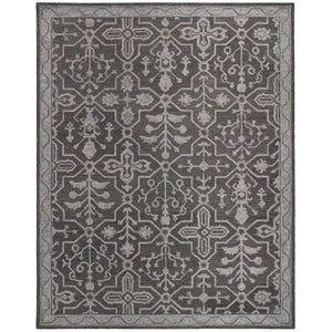 HomeRoots 5' Elegant Blue Gray Floral Hand-Tufted Wool Area Rug - Durable, Stain-Resistant, Unique Design 5' X 8' 513668
