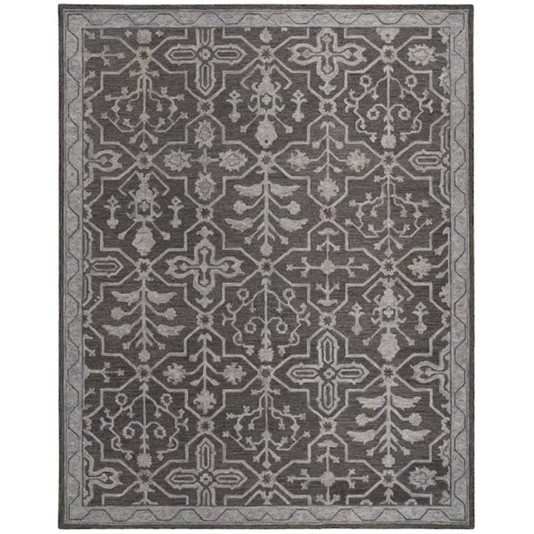 HomeRoots 5' Elegant Blue Gray Floral Hand-Tufted Wool Area Rug - Durable, Stain-Resistant, Unique Design 8' X 10' 513669