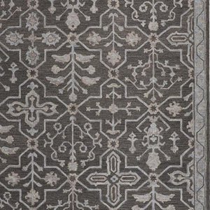 HomeRoots 5' Elegant Blue Gray Floral Hand-Tufted Wool Area Rug - Durable, Stain-Resistant, Unique Design 10' x 14' 513671