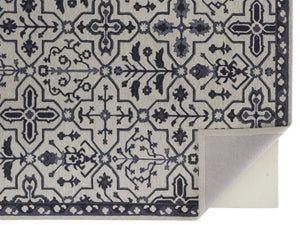 HomeRoots 5' Elegant Blue Gray Floral Hand-Tufted Wool Area Rug - Durable, Stain-Resistant, Unique Design 5' X 8' 513674
