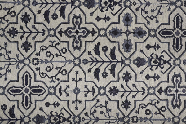 HomeRoots 5' Elegant Blue Gray Floral Hand-Tufted Wool Area Rug - Durable, Stain-Resistant, Unique Design 5' X 8' 513674