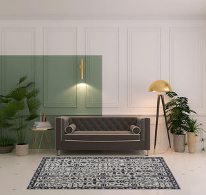 HomeRoots 5' Elegant Blue Gray Floral Hand-Tufted Wool Area Rug - Durable, Stain-Resistant, Unique Design 5' X 8' 513674