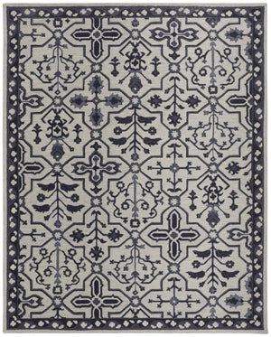 HomeRoots 5' Elegant Blue Gray Floral Hand-Tufted Wool Area Rug - Durable, Stain-Resistant, Unique Design 10' X 14' 513677