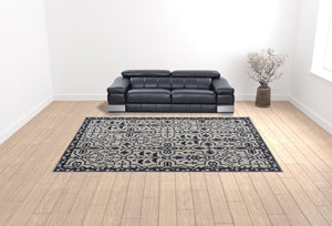 HomeRoots 5' Elegant Blue Gray Floral Hand-Tufted Wool Area Rug - Durable, Stain-Resistant, Unique Design 10' X 14' 513677