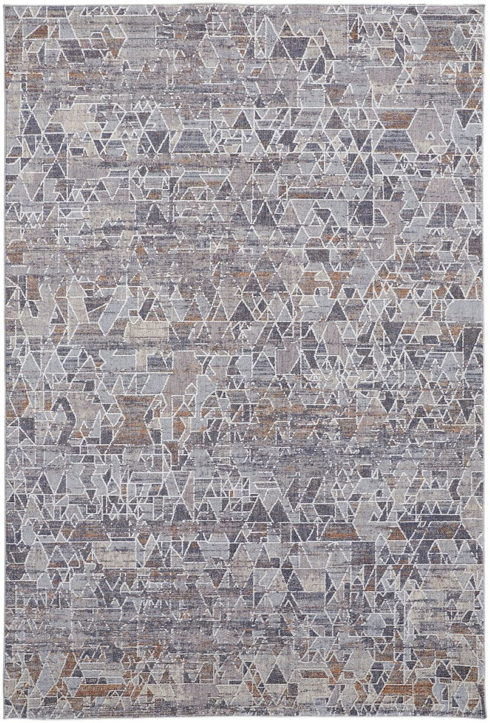HomeRoots 5' Modern Abstract Distressed Area Rug in Blue-Gray and Orange for Stylish, Durable Home Decor 5' X 8' 513680