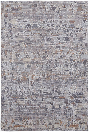 HomeRoots 5' Modern Abstract Distressed Area Rug in Blue-Gray and Orange for Stylish, Durable Home Decor 5' X 8' 513680