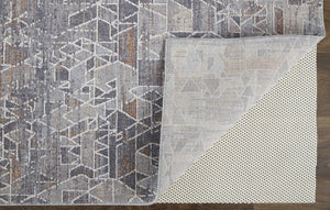 HomeRoots 5' Modern Abstract Distressed Area Rug in Blue-Gray and Orange for Stylish, Durable Home Decor 5' X 8' 513680