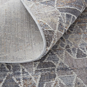 HomeRoots 5' Modern Abstract Distressed Area Rug in Blue-Gray and Orange for Stylish, Durable Home Decor 5' X 8' 513680