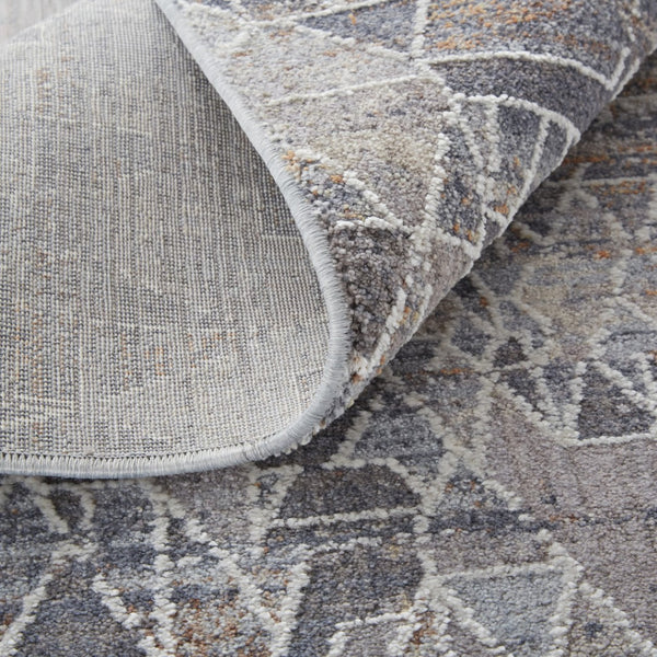 HomeRoots 5' Modern Abstract Distressed Area Rug in Blue-Gray and Orange for Stylish, Durable Home Decor 5' X 8' 513680