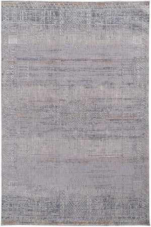 HomeRoots 12' Gray and Ivory Geometric Distressed Area Rug - Stain Resistant, Modern Design for High-Traffic Spaces 12' X 15' 513704