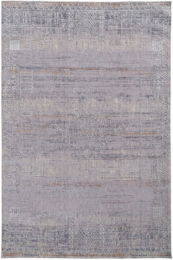 HomeRoots 12' Gray and Ivory Geometric Distressed Area Rug - Stain Resistant, Modern Design for High-Traffic Spaces 12' X 15' 513704