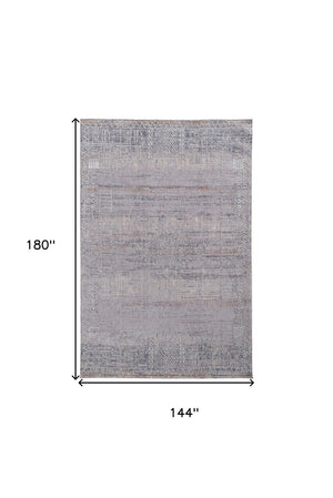 HomeRoots 12' Gray and Ivory Geometric Distressed Area Rug - Stain Resistant, Modern Design for High-Traffic Spaces 12' X 15' 513704