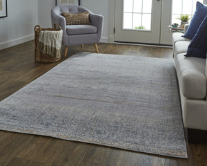 HomeRoots 12' Gray and Ivory Geometric Distressed Area Rug - Stain Resistant, Modern Design for High-Traffic Spaces 12' X 15' 513704