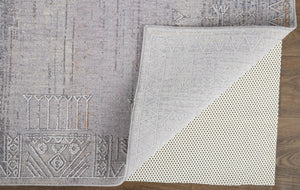 HomeRoots 12' Gray and Ivory Geometric Distressed Area Rug - Stain Resistant, Modern Design for High-Traffic Spaces 12' X 15' 513704