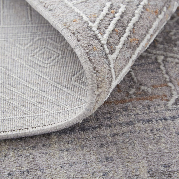 HomeRoots 12' Gray and Ivory Geometric Distressed Area Rug - Stain Resistant, Modern Design for High-Traffic Spaces 12' X 15' 513704