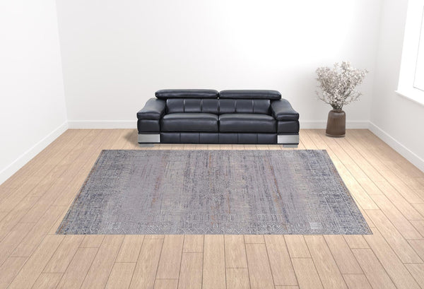 HomeRoots 12' Gray and Ivory Geometric Distressed Area Rug - Stain Resistant, Modern Design for High-Traffic Spaces 12' X 15' 513704
