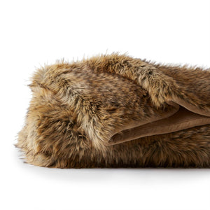 English Elm 1-piece Oversized Faux Fur Throw Bobcat Print Plush Velvet Backed Cozy Sofa Blanket Brown B035P408338
