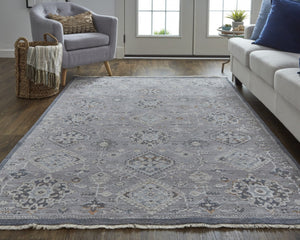HomeRoots 12' Gray Charcoal and Orange Floral Area Rug – Durable, Stain-Resistant Design for Modern Living Spaces 12' X 15' 513713